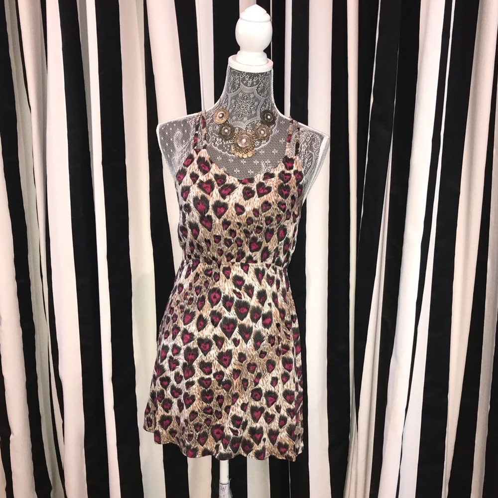 Peacock print mini dress